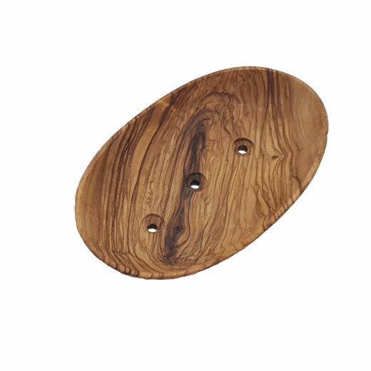DEKOFANT Olivenholz Seifenschale oval mit Bohrungen 16x10cm